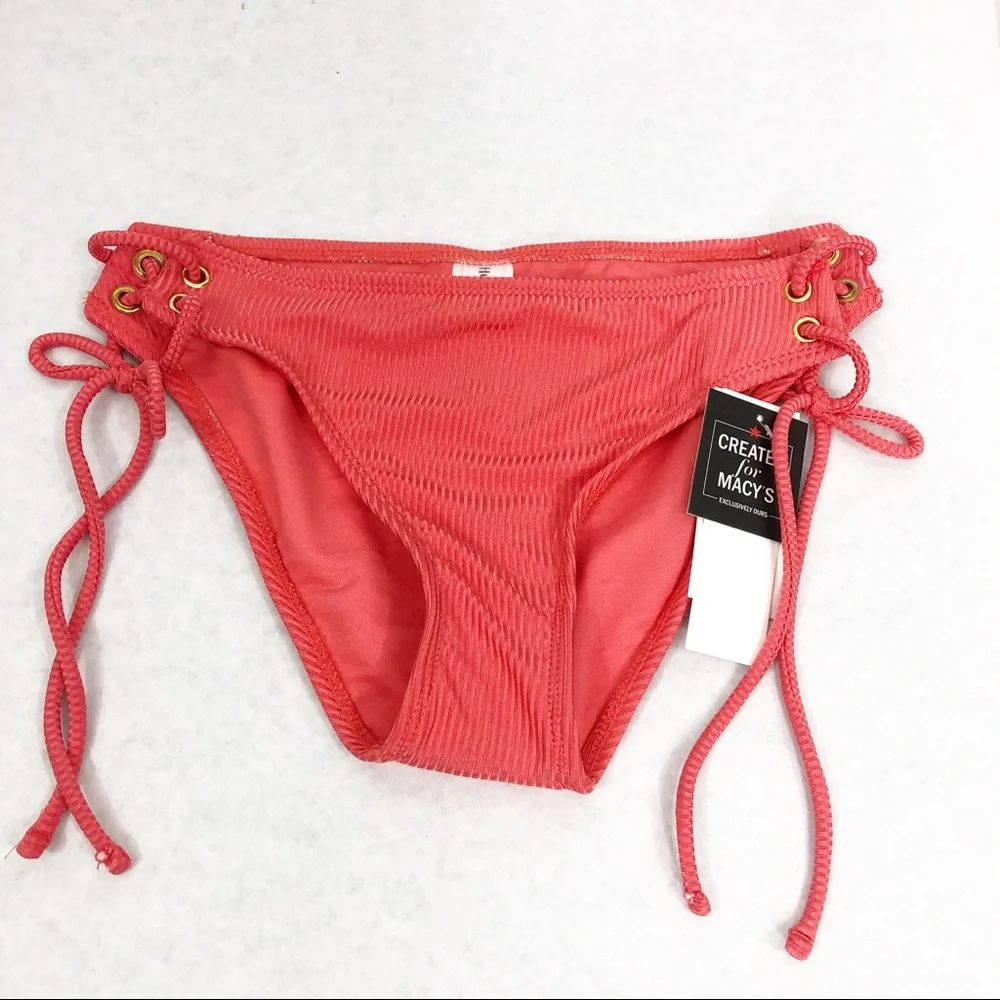 NEW Hola Honey Swim Bikini Bottoms, Size Small, Red Orange
